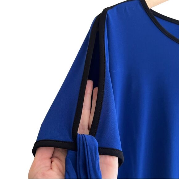 Two by Vince Camuto Ladies' Tie Sleeve Top (Goddess Blue/Black) Sz XS - Picture 3 of 11